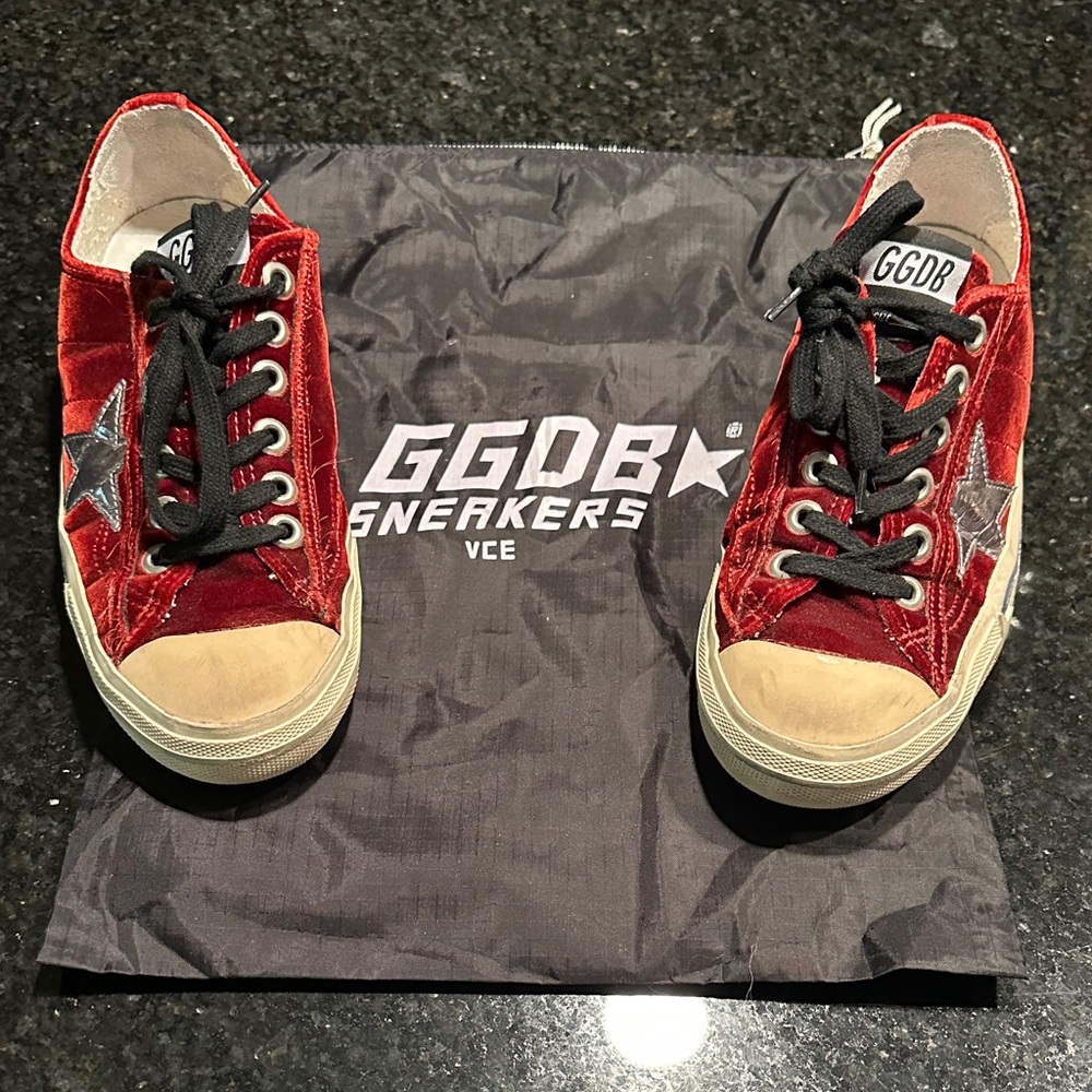 Golden Goose red velvet sneakers